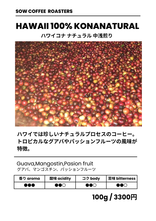 HAWAII 100% KONA NATURAL ハワイ コナ ナチュラル 中浅煎り 100g(税込)
